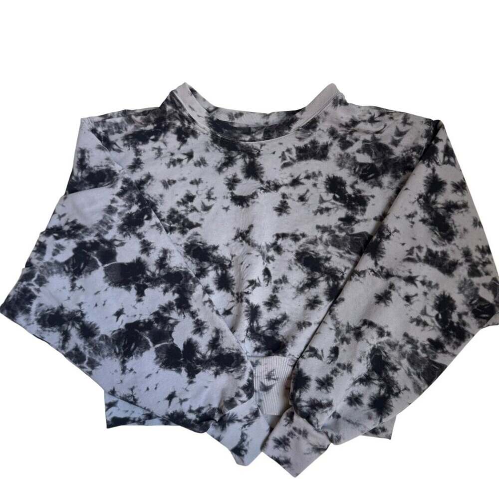 DYI Black & White Crop Tie-Dye Crewneck Sweatshirt - Size Small